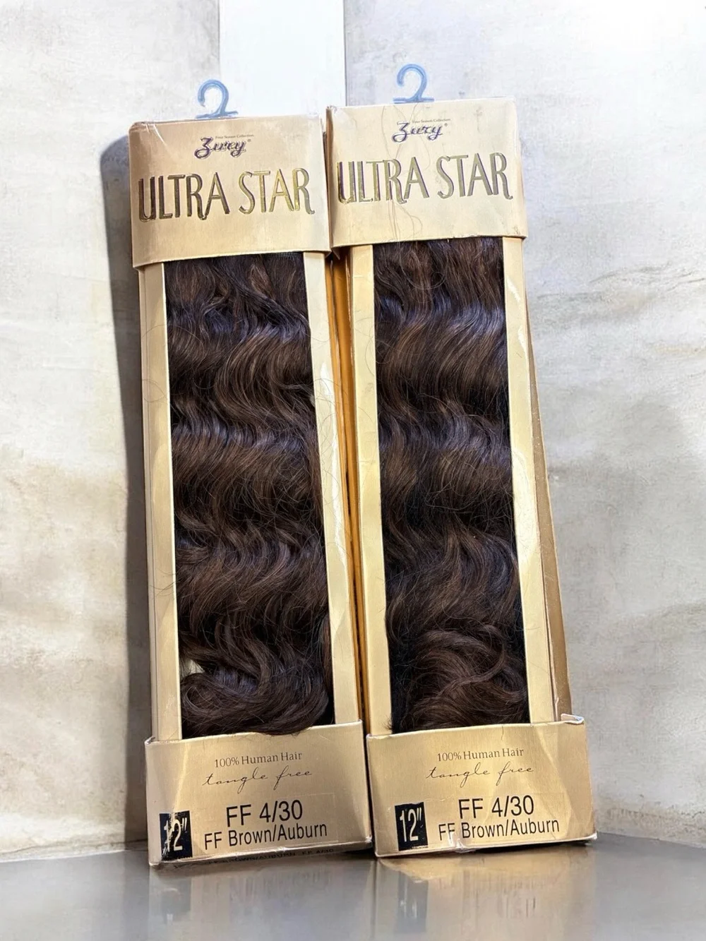 FF Brown/Auburn Wavy Human Hair Weft - 12